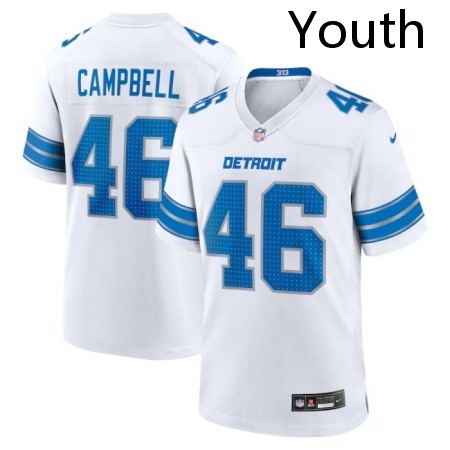 Youth Detroit Lions #46 Jack Campbell White Nike Vapor Limited Stitched Limited Jersey