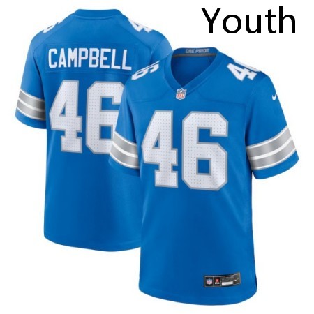 Youth Detroit Lions #46 Jack Campbell Blue Nike Vapor Limited Stitched Limited Jersey
