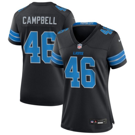 Women's Detroit Lions #46 Jack Campbell Black 2nd Alternate Nike Vapor Limited Stitched Limited Jersey