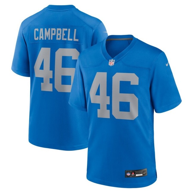 Men's Detroit Lions #46 Jack Campbell Blue Alternate Nike Vapor Limited Stitched Limited  Jersey
