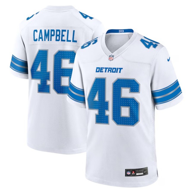 Men's Detroit Lions #46 Jack Campbell White Nike Vapor Limited Stitched Limited Jersey