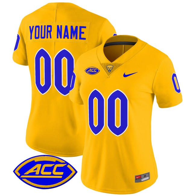 Women's Pittsburgh Panthers 2025 Vapor Limited Custom Stitched Football Jersey - Gold