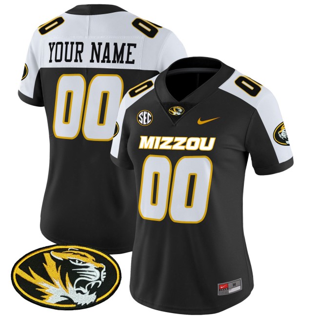 Women's Missouri Tigers Custom 2025 Vapor Limited Stitched Football Jersey - Black Alternate