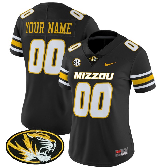 Women's Missouri Tigers Custom 2025 Vapor Limited Stitched Football Jersey - Black