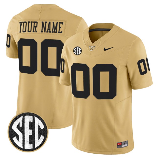 Vanderbilt Commodores Custom Gold F.U.S.E. 2025 Vapor Limited Stitched Football Jersey