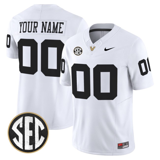 Vanderbilt Commodores Custom White F.U.S.E. 2025 Vapor Limited Stitched Football Jersey