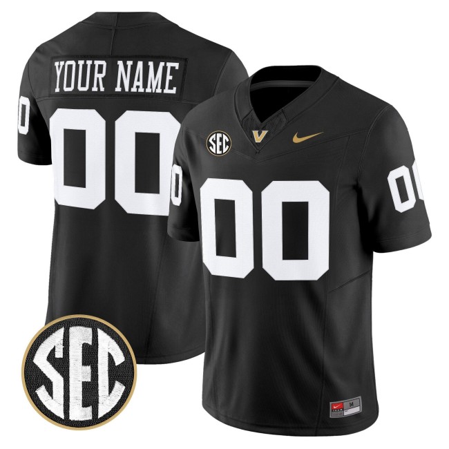Vanderbilt Commodores Custom Black F.U.S.E. 2025 Vapor Limited Stitched Football Jersey