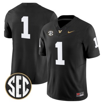 Men's Vanderbilt Commodores #1 Black F.U.S.E. 2025 Vapor Limited Stitched Football Jersey