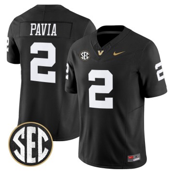 Men's Vanderbilt Commodores #2 Diego Pavia Black F.U.S.E. 2025 Vapor Limited Stitched Football Jersey