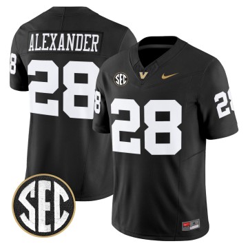 Men's Vanderbilt Commodores #28 Sedrick Alexander Black F.U.S.E. 2025 Vapor Limited Stitched Football Jersey