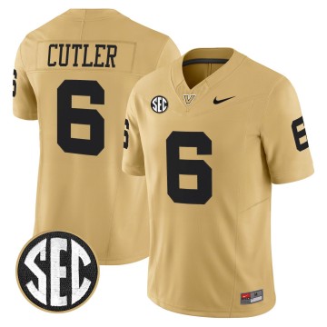 Men's Vanderbilt Commodores #6 Jay Cutler Gold F.U.S.E. 2025 Vapor Limited Stitched Football Jersey