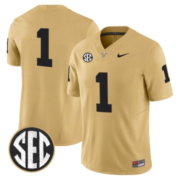 Men's Vanderbilt Commodores #1 Gold F.U.S.E. 2025 Vapor Limited Stitched Football Jersey