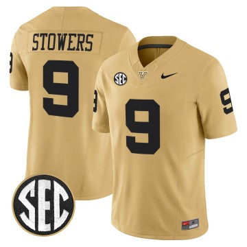 Men's Vanderbilt Commodores #9 Eli Stowers Gold F.U.S.E. 2025 Vapor Limited Stitched Football Jersey