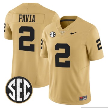 Men's Vanderbilt Commodores #2 Diego Pavia Gold F.U.S.E. 2025 Vapor Limited Stitched Football Jersey