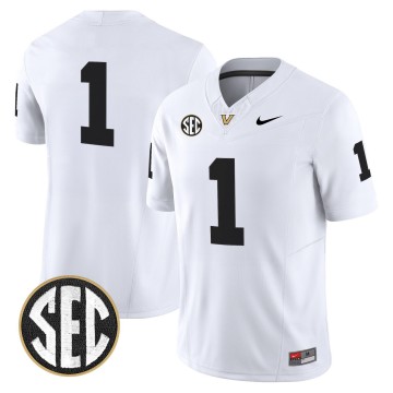 Men's Vanderbilt Commodores #1 White F.U.S.E. 2025 Vapor Limited Stitched Football Jersey