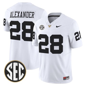 Men's Vanderbilt Commodores #28 Sedrick Alexander White F.U.S.E. 2025 Vapor Limited Stitched Football Jersey