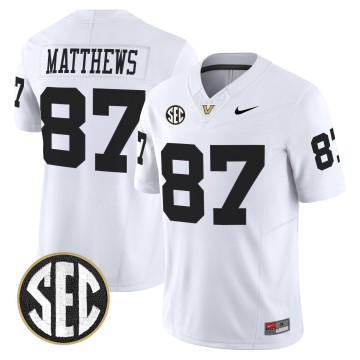 Men's Vanderbilt Commodores #87 Jordan Matthews White F.U.S.E. 2025 Vapor Limited Stitched Football Jersey