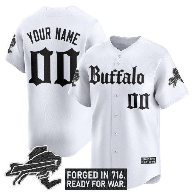 Buffalo Bills Custom 'Gothic Cold Front Edition' Vapor Stitched Baseball Jersey - White