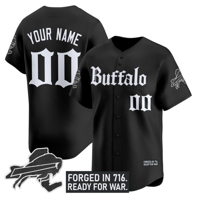 Buffalo Bills Custom 'Gothic Cold Front Edition' Vapor Stitched Baseball Jersey - Black