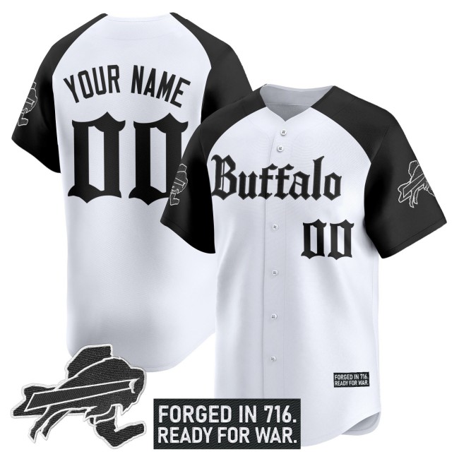 Buffalo Bills Custom 'Gothic Cold Front Edition' Vapor Stitched Baseball Jersey - White Black