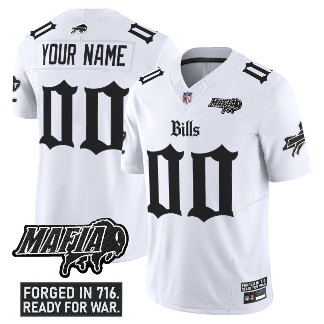 Buffalo Bills Custom 'Gothic Cold Front Edition' Vapor Limited V2 Stitched Jersey - White