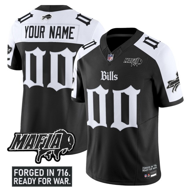 Buffalo Bills Custom 'Gothic Cold Front Edition' Vapor Limited V2 Stitched Jersey - Black White
