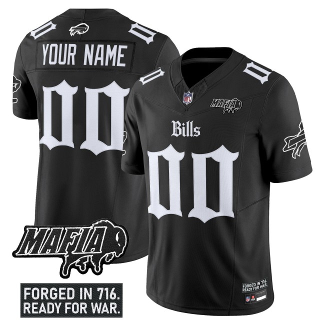 Buffalo Bills Custom 'Gothic Cold Front Edition' Vapor Limited V2 Stitched Jersey - Black