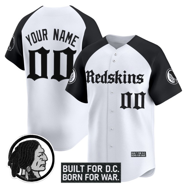 Washington Redskins Custom 'Gothic Capital Edition' Vapor Stitched Baseball Jersey - White Black