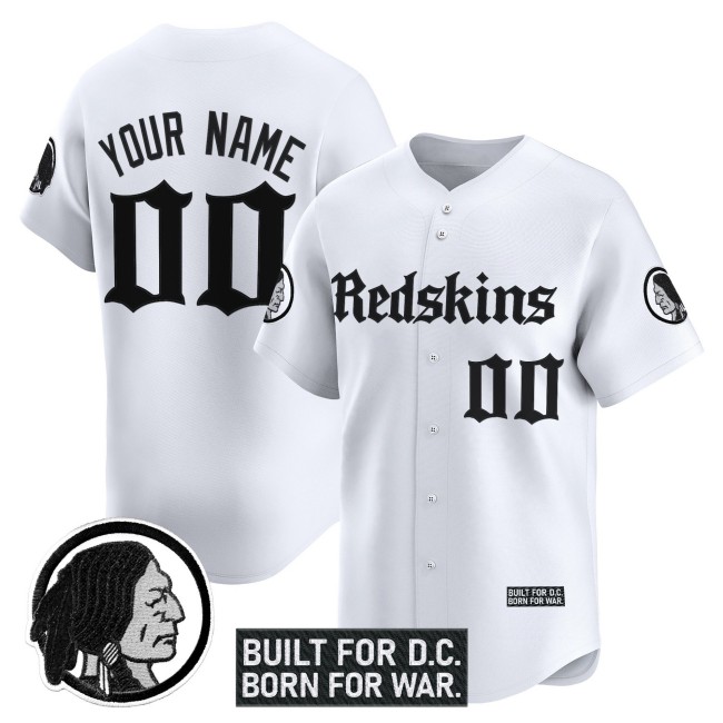 Washington Redskins Custom 'Gothic Capital Edition' Vapor Stitched Baseball Jersey - White