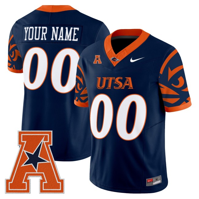 UTSA Roadrunners Custom 2025 F.U.S.E. Vapor Limited V2 Stitched Football Jersey - Navy