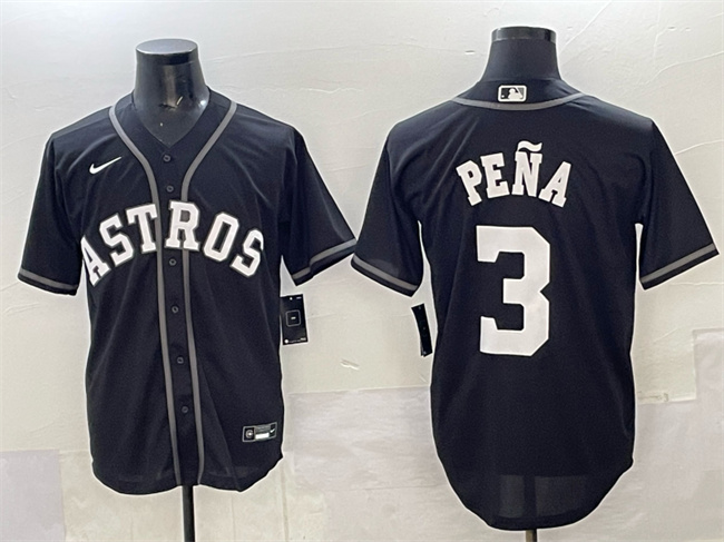 Men's Houston Astros #3 Jeremy Pena Black Lights Out Limited Stitched Baseball Jersey
