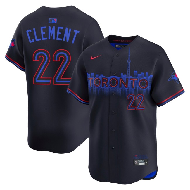 Men's Toronto Blue Jays #22 Ernie Clement Black 2024 City Connect Vapor Premier Limited Stitched Baseball Jersey