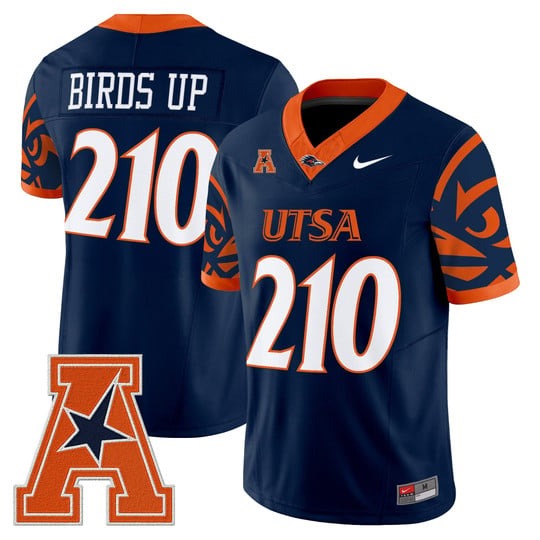 Men's UTSA Roadrunners 210 Birds Up Navy F.U.S.E. 2025 Vapor Limited V2 Stitched Football Jersey