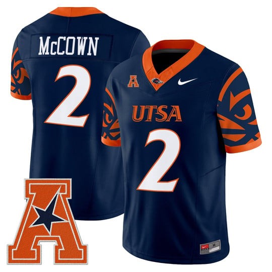 Men's UTSA Roadrunners #2 Owen McCown Navy F.U.S.E. 2025 Vapor Limited V2 Stitched Football Jersey