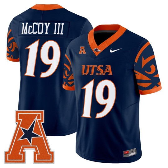 Men's UTSA Roadrunners #19 Willie McCoy III Navy F.U.S.E. 2025 Vapor Limited V2 Stitched Football Jersey