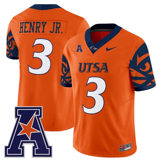 Men's UTSA Roadrunners #3 Robert Henry Jr. Orange F.U.S.E. 2025 Vapor Limited V2 Stitched Football Jersey
