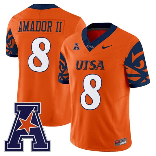 Men's UTSA Roadrunners #8 David Amador II Orange F.U.S.E. 2025 Vapor Limited V2 Stitched Football Jersey