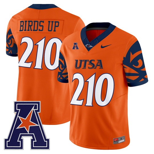 Men's UTSA Roadrunners 210 Birds Up Orange F.U.S.E. 2025 Vapor Limited V2 Stitched Football Jersey