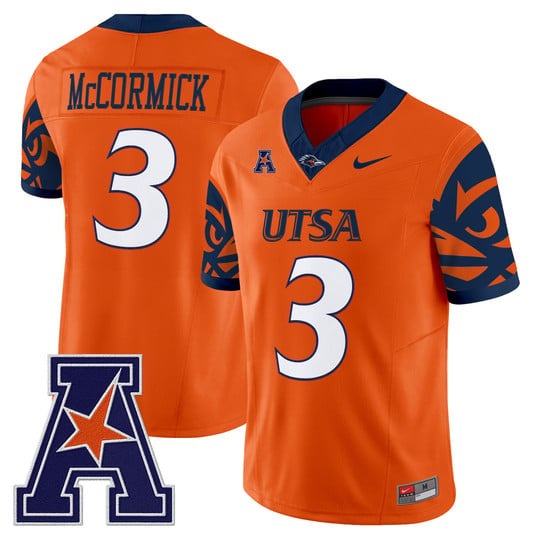 Men's UTSA Roadrunners #3 Sincere McCormick Orange F.U.S.E. 2025 Vapor Limited V2 Stitched Football Jersey