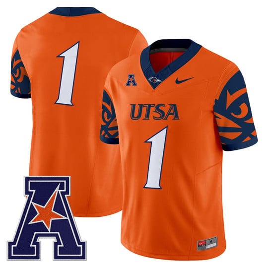 Men's UTSA Roadrunners #1 Orange F.U.S.E. 2025 Vapor Limited V2 Stitched Football Jersey