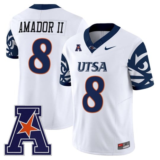 Men's UTSA Roadrunners #8 David Amador II White F.U.S.E. 2025 Vapor Limited V2 Stitched Football Jersey