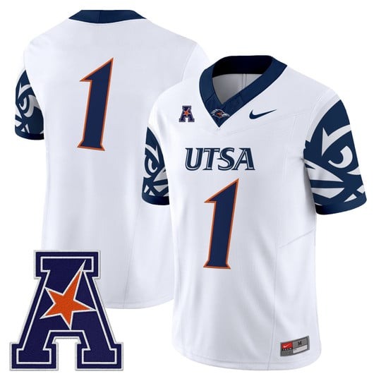 Men's UTSA Roadrunners #1 White F.U.S.E. 2025 Vapor Limited V2 Stitched Football Jersey
