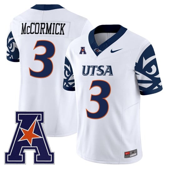 Men's UTSA Roadrunners #3 Sincere McCormick White F.U.S.E. 2025 Vapor Limited V2 Stitched Football Jersey