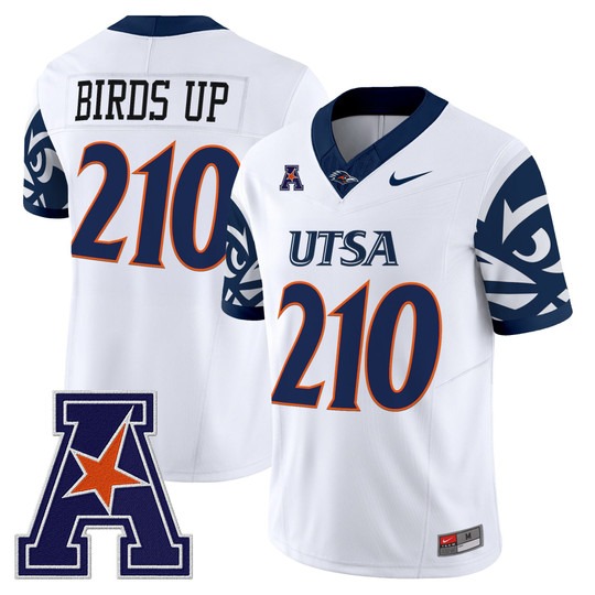 Men's UTSA Roadrunners 210 Birds Up White F.U.S.E. 2025 Vapor Limited V2 Stitched Football Jersey