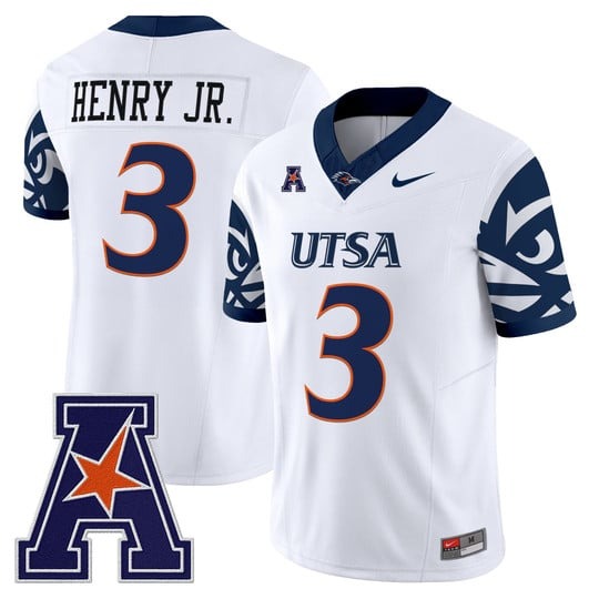Men's UTSA Roadrunners #3 Robert Henry Jr. White F.U.S.E. 2025 Vapor Limited V2 Stitched Football Jersey