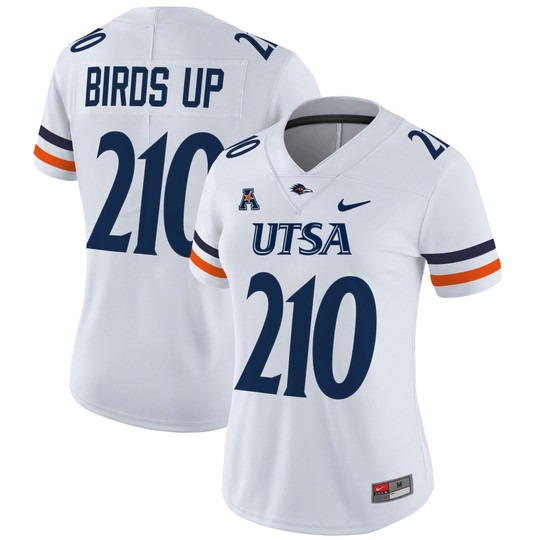 Women's Nike UTSA Roadrunners 210 Birds Up White 2025 Vapor Untouchable Limited Stitched Football Jersey
