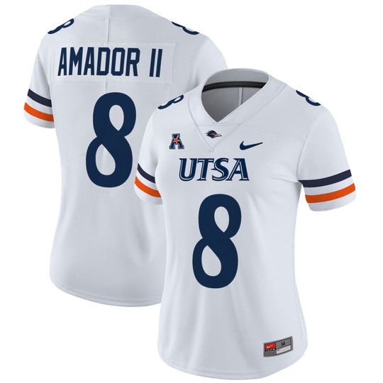 Women's Nike UTSA Roadrunners #8 David Amador II White 2025 Vapor Untouchable Limited Stitched Football Jersey