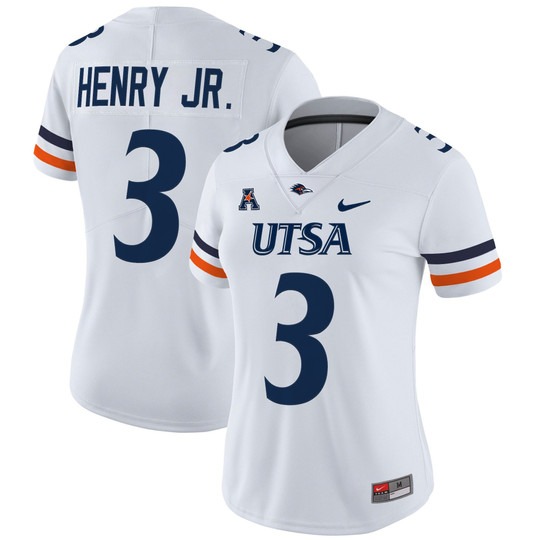 Women's Nike UTSA Roadrunners #3 Robert Henry Jr. White 2025 Vapor Untouchable Limited Stitched Football Jersey