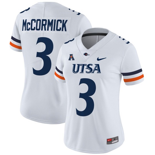 Women's Nike UTSA Roadrunners #3 Sincere McCormick White 2025 Vapor Untouchable Limited Stitched Football Jersey
