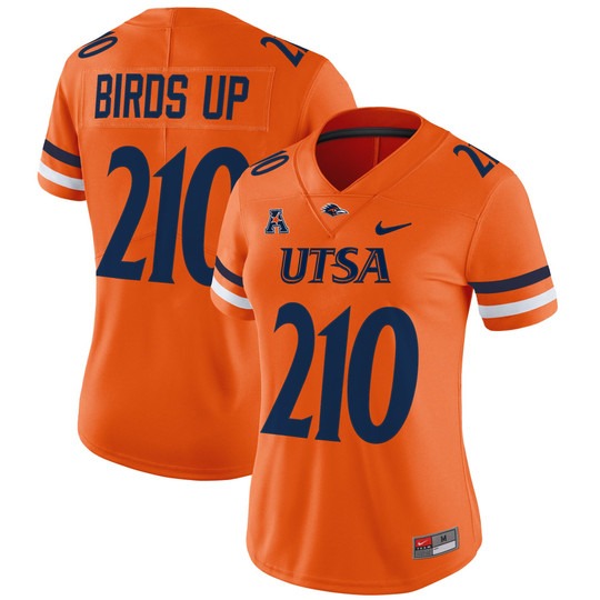 Women's Nike UTSA Roadrunners 210 Birds Up Orange 2025 Vapor Untouchable Limited Stitched Football Jersey